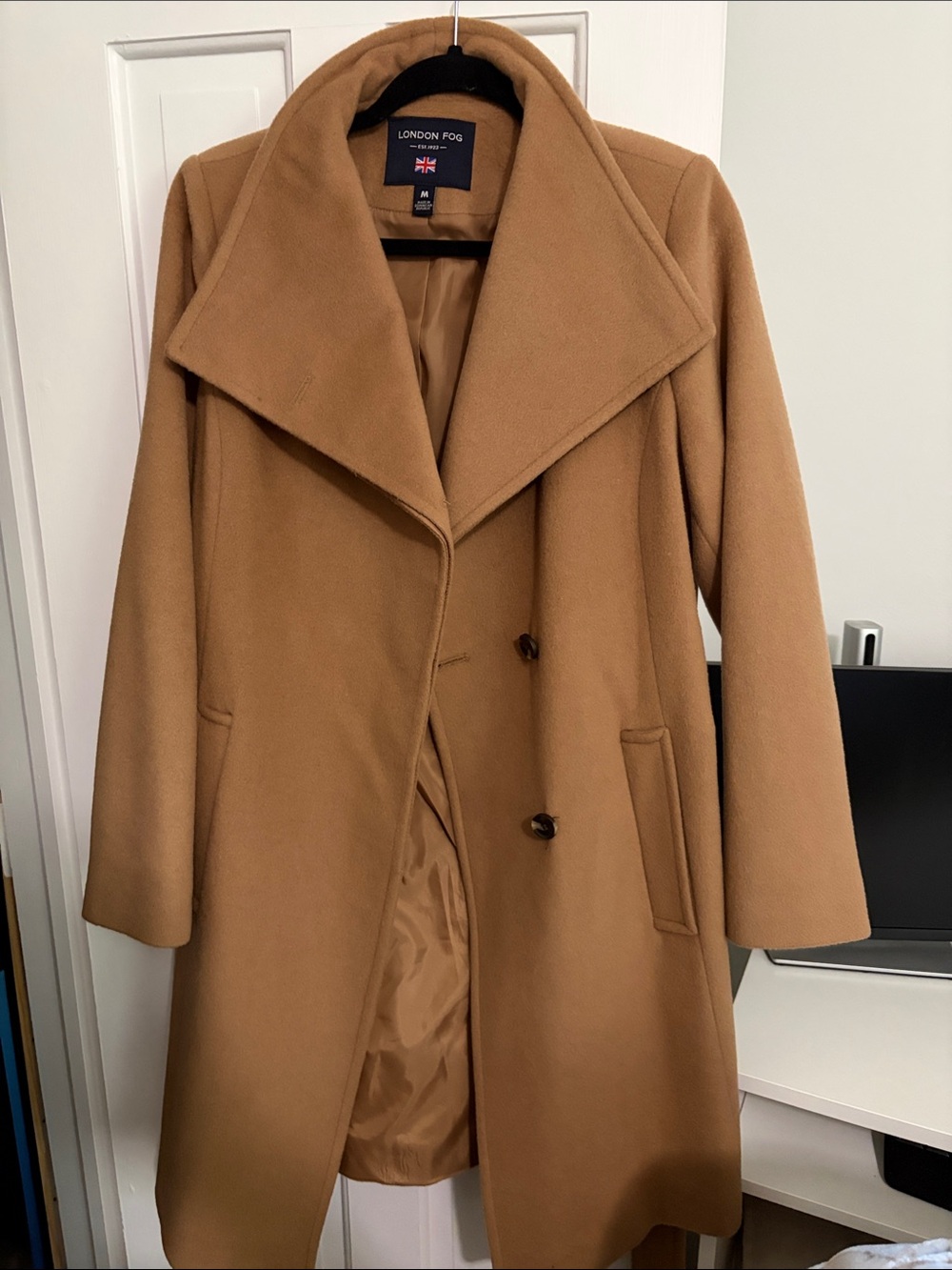 London Fog Camel Tan Women's Wool-Blend Pea Coat NWOT